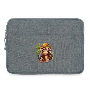 Adventure monkey with safari hat and backpack - Laptop bag 15" - heather grey - Front