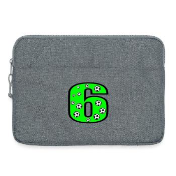 Zahl 6 - Sechs - Fussball - 6. Kindergeburtstag - Laptoptasche 15" - Grau meliert - Vorne
