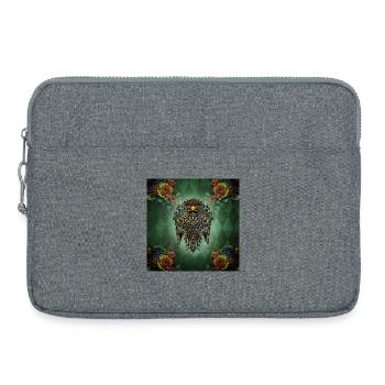 Hibou génial avec des roses - Sacoche pour ordinateur portable 15 pouces - gris chiné - Devant