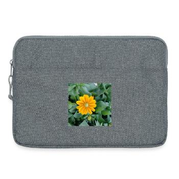 Fleur d’échinacée rugueuse / rayon jaune - Sacoche pour ordinateur portable 15 pouces - gris chiné - Devant