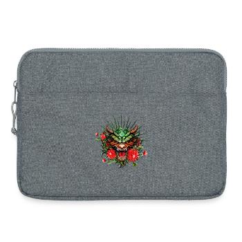 Merveilleuse tête de dragon colorée avec des fleurs. - Sacoche pour ordinateur portable 15 pouces - gris chiné - Devant