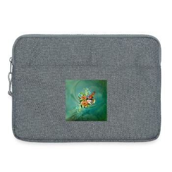 Wunderschöne elegante Blumen mit Vogel. - Laptoptasche 15" - Grau meliert - Vorne
