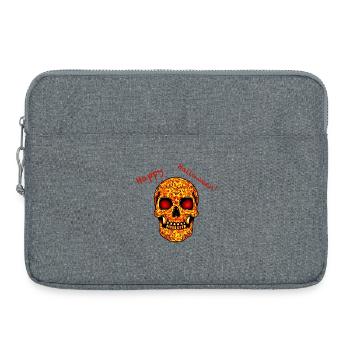 effrayante tête de mort d’halloween - Sacoche pour ordinateur portable 15 pouces - gris chiné - Devant