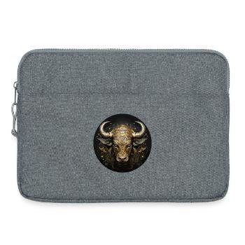 Ornement de tête de taureau doré - Sacoche pour ordinateur portable 15 pouces - gris chiné - Devant