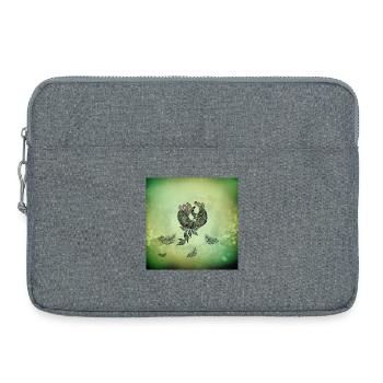 Elegant peacock in green colors. - Laptop bag 15" - heather grey - Front