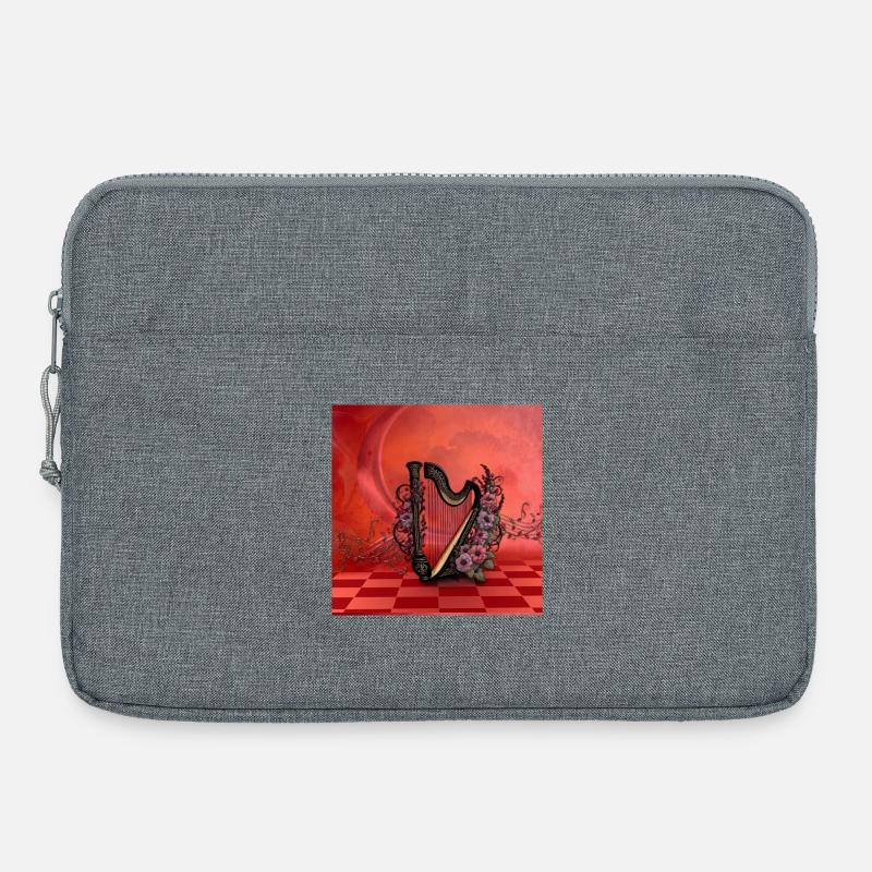 Wunderschöne Harfe mit bunten Blumen. - Laptoptasche 15" - Grau meliert