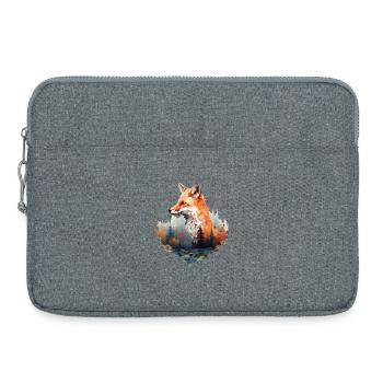 Renard géométrique avec forêt à l’aspect triangulaire - Sacoche pour ordinateur portable 15 pouces - gris chiné - Devant