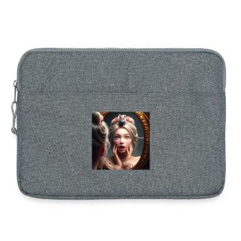 Prinzessin und ihr Spiegelbild mit Maus - Laptoptasche 15" - Grau meliert - Vorne