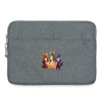 Drachen trinken Kaffee – RPG Fantasy Design - Laptoptasche 15" - Grau meliert - Vorne