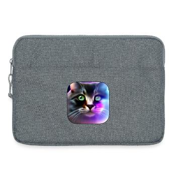 Neonkatze Farbenspiel Portrait - Laptoptasche 15" - Grau meliert - Vorne