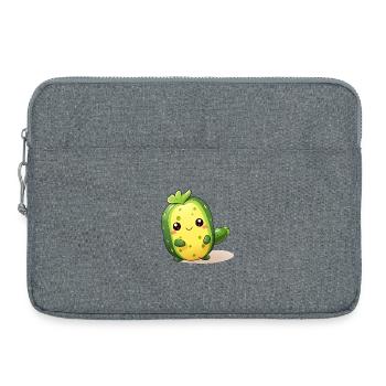 Tanzendes Kawaii Kaktus Gurken Männchen - Laptoptasche 15" - Grau meliert - Vorne