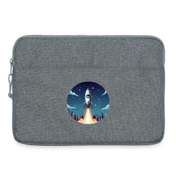 Lancement d’une fusée dans l’espace devant le ciel nocturne dans un style comique - Sacoche pour ordinateur portable 15 pouces - gris chiné - Devant