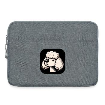 Süßer weißer Pudel im Comic Stil - Laptoptasche 15" - Grau meliert - Vorne