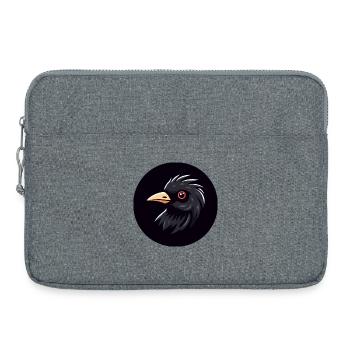 Dessin animé merle oiseau noir avec œil rouge - Sacoche pour ordinateur portable 15 pouces - gris chiné - Devant