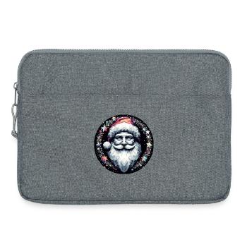 Weihnachtsmann Kopf in Kranz hell - Laptoptasche 15" - Grau meliert - Vorne