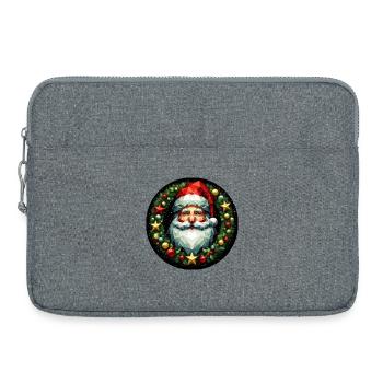 Weihnachtsmann Kopf Kranz bunt rot gold - Laptoptasche 15" - Grau meliert - Vorne