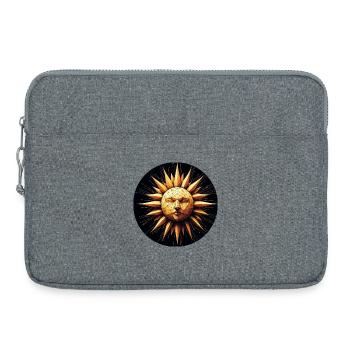 Polygon Sonne Gesicht gold - Laptoptasche 15" - Grau meliert - Vorne