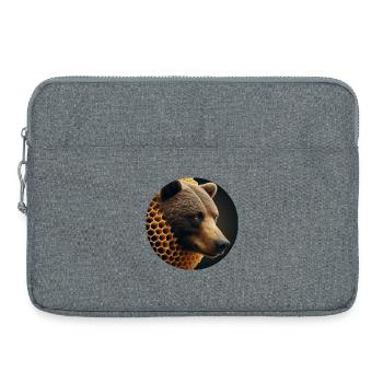 Ours brun en nid d’abeille - Sacoche pour ordinateur portable 15 pouces - gris chiné - Devant