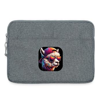 Alpaca with sunglasses and cap - Laptop bag 15" - heather grey - Front