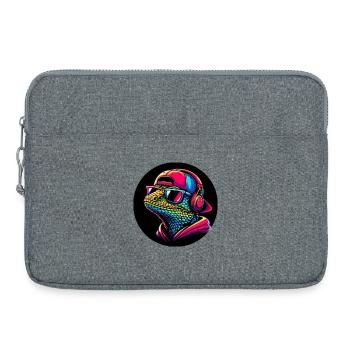 Gecko Salamander en rappeur avec casquette et casque - Sacoche pour ordinateur portable 15 pouces - gris chiné - Devant