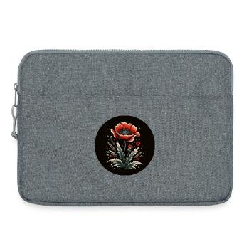 Mohnblume Blume Rot Natur - Laptoptasche 15" - Grau meliert - Vorne