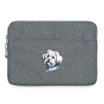 Portrait de bichon maltais - Sacoche pour ordinateur portable 15 pouces - gris chiné - Devant