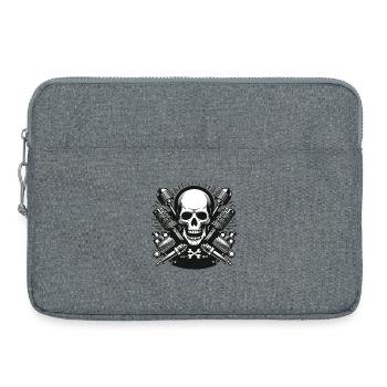 Crâne de motard Design 3 - Sacoche pour ordinateur portable 15 pouces - gris chiné - Devant