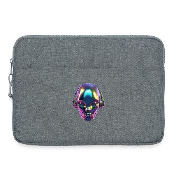 Chromatischer Alien-Kopf mit Kopfhörern - Laptoptasche 15" - Grau meliert - Vorne