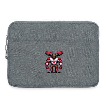 Canada elk with national flag - Laptop bag 15" - heather grey - Front