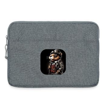 Beaver in Steampunk Outfit - Laptop bag 15" - heather grey - Front