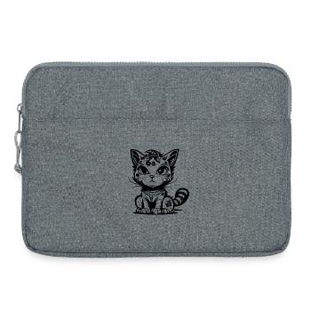 Cute Seated Manga Comic Cat - Laptop bag 15" - heather grey - Front