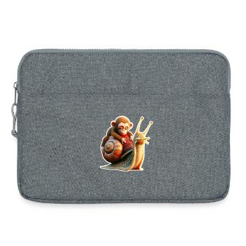 Singe sur l’escargot : amitié joueuse - Sacoche pour ordinateur portable 15 pouces - gris chiné - Devant