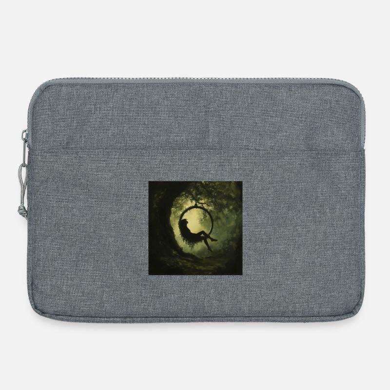 Waldsilhouette im Luftring - Laptoptasche 15" - Grau meliert