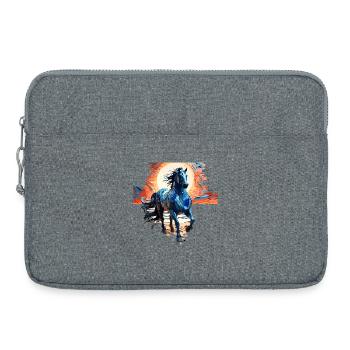 Stylish Blue Horse Illustration - Laptop bag 15" - heather grey - Front