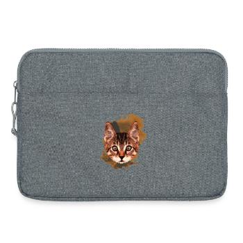 kätzchen Gesicht, tabby Motive, gestromt - Laptoptasche 15" - Grau meliert - Vorne