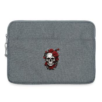 Schädel mit roten Rosen - Laptoptasche 15" - Grau meliert - Vorne