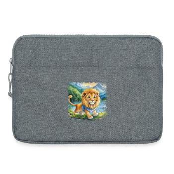 Mignon jeune lion jouant joyeusement au bord de la rivière - Sacoche pour ordinateur portable 15 pouces - gris chiné - Devant