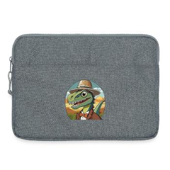 lustiger Dino mit hut im comic Style - Laptoptasche 15" - Grau meliert - Vorne