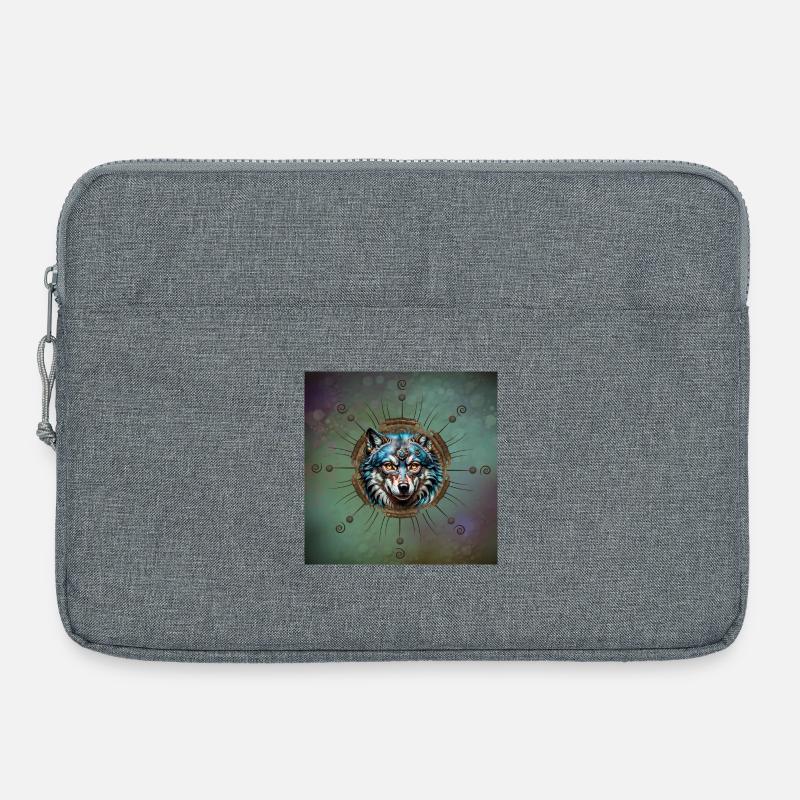 Fantastic steampunk wolf. - Laptop bag 15" - heather grey