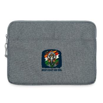 Éléphant indien avec drapeau national - Sacoche pour ordinateur portable 15 pouces - gris chiné - Devant