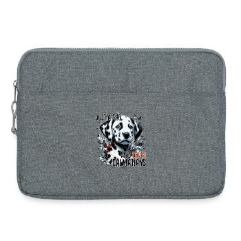 Mädchen liebt Dalmatiner Welpe Geschenk - Laptoptasche 15" - Grau meliert - Vorne