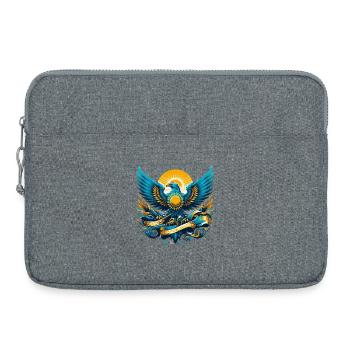 Kasachstan Adler Flagge Fahne dynamisch Geschenk - Laptoptasche 15" - Grau meliert - Vorne