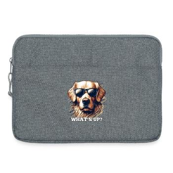Was geht ab? Cooler Golden Retriever Geschenk - Laptoptasche 15" - Grau meliert - Vorne