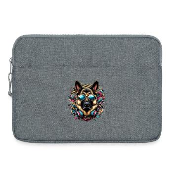 Cooler Schäferhund Hund Sonnenbrille Geschenk - Laptoptasche 15" - Grau meliert - Vorne