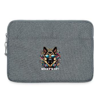 Was geht ab? Schäferhund Hund Sonnenbrille Geschen - Laptoptasche 15" - Grau meliert - Vorne