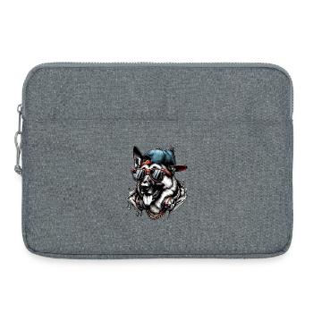 Cooler Schäferhund Hund Sonnenbrille Geschenk - Laptoptasche 15" - Grau meliert - Vorne