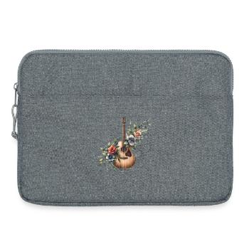 Blumen Gitarre Vintage Stil - Laptoptasche 15" - Grau meliert - Vorne