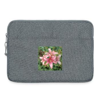 Fleurs de lys roses - Sacoche pour ordinateur portable 15 pouces - gris chiné - Devant