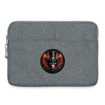 Totenkopf mit Flügeln und Feuer - Laptoptasche 15" - Grau meliert - Vorne