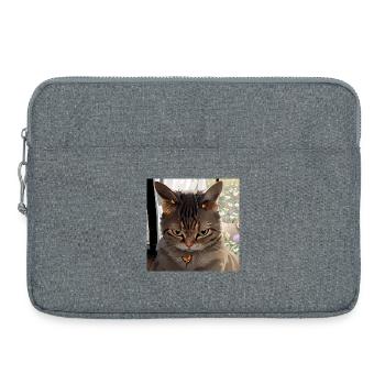 Grantiger Kater Böse Katze Angry Cat Airplane Ears - Laptoptasche 15" - Grau meliert - Vorne